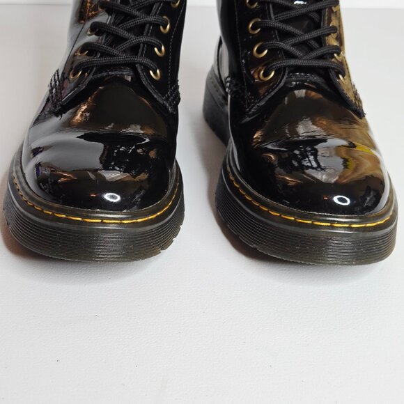 Dr. Martens Zavala Women Black Patent Leather Combat Lace-Up Boots Sz 8 - Picture 6 of 12